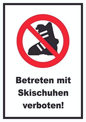 HB-Druck Betreten mit Skischuhen verboten! Schild...