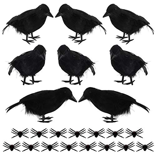 MIAHART 8 Stück Halloween Black Feathered Crows...
