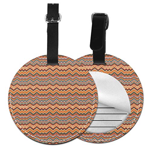 Round Travel Luggage Tags,Ethnic Colorful Chevron...