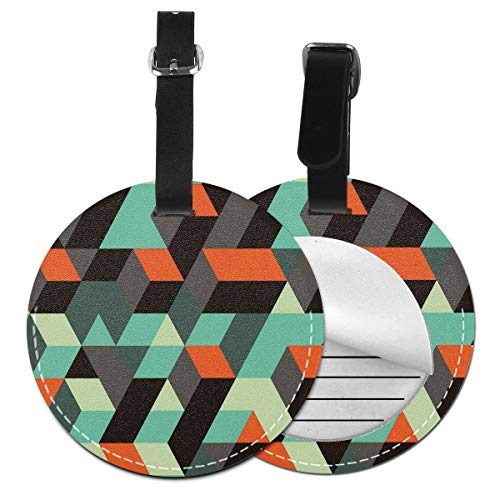 Round Travel Luggage Tags,Geometric Print with...