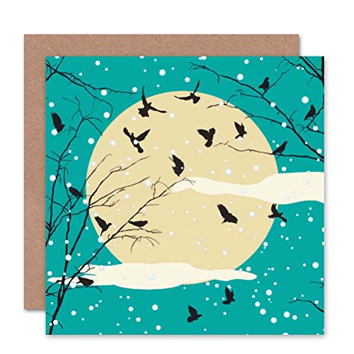Wee Blue Coo WINTER TREE WITH CROWS AGAINST MOON...