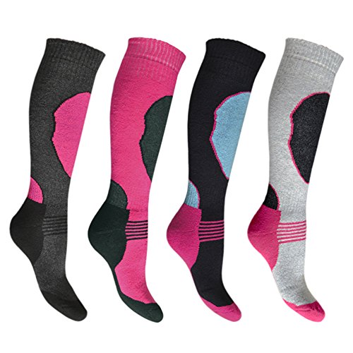 4 Paar Hochleistungs-Ski-Socken für Damen, lange...